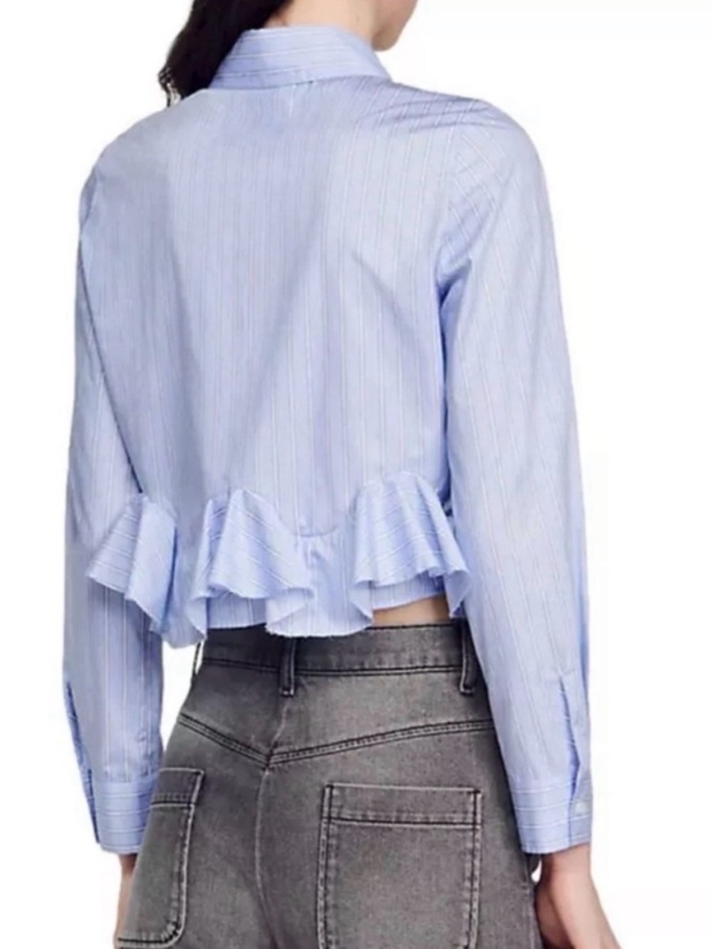 SANDRO Estela Ruffled Button Front Shirt - Picture 4 of 6